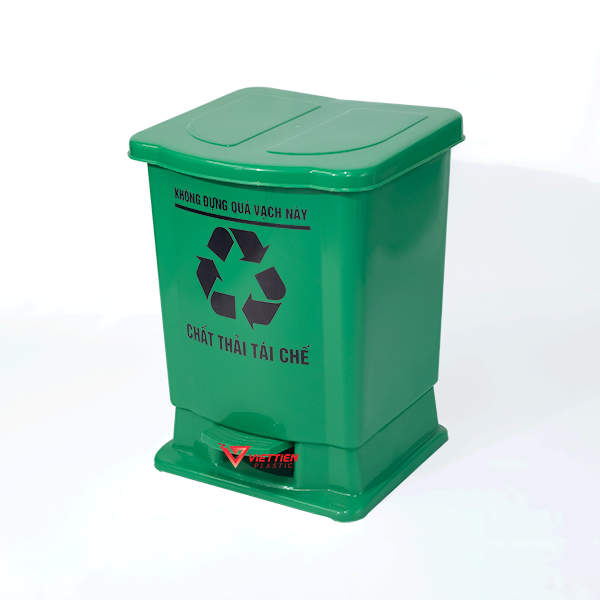 Thùng rác 20 lít đạp chân xanh lá