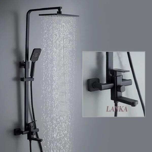 Vòi sen tắm đứng mẫu vuông màu đen LANKA