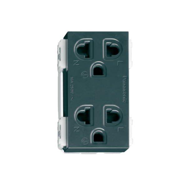 Ổ cắm đôi 3 chấu có màn che – Wide series