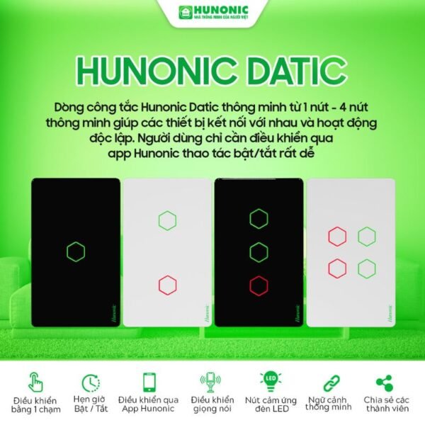 Công Tắc Cảm Ứng 1 Nút Wifi Hunonic Datic